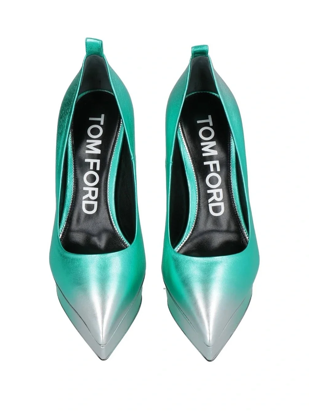 Tom Ford turquoise platform pumps with cone heel
